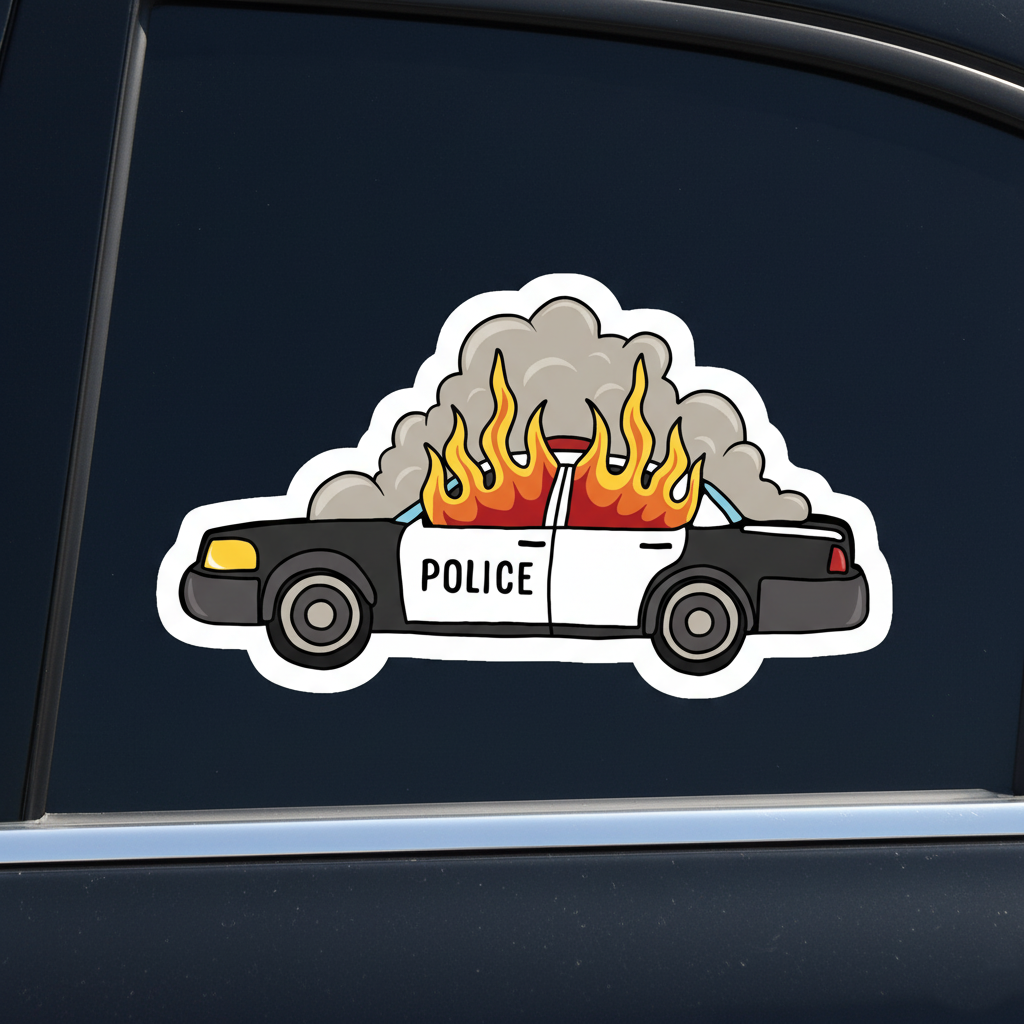 Burning Police Car